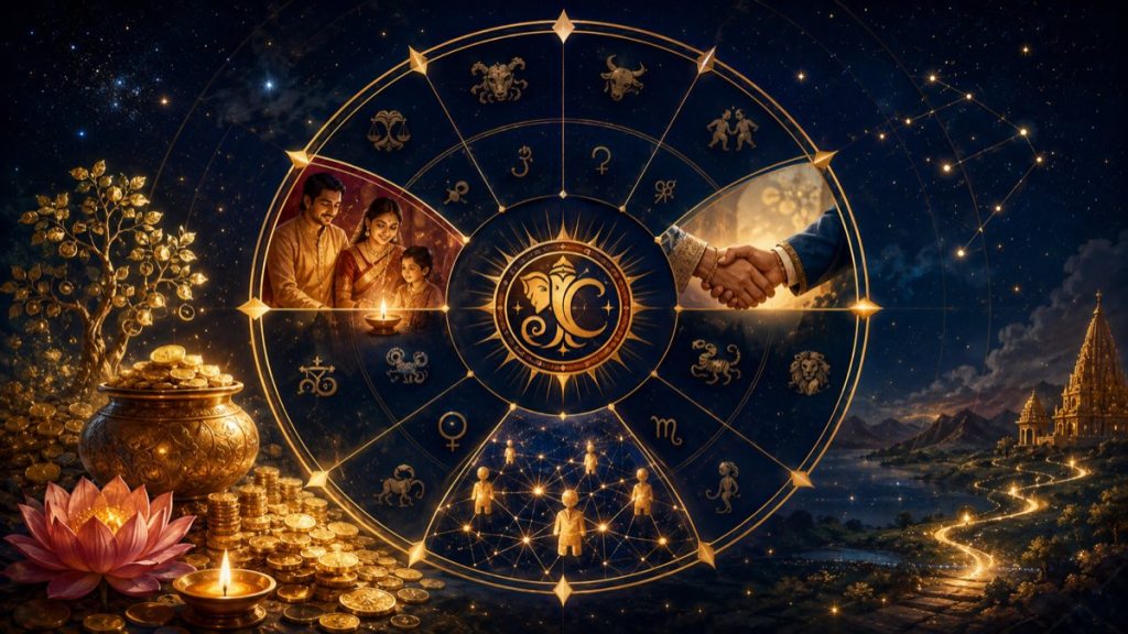 Every house in astrology has its own wealth 2nd 7th and 11th house Kundli
