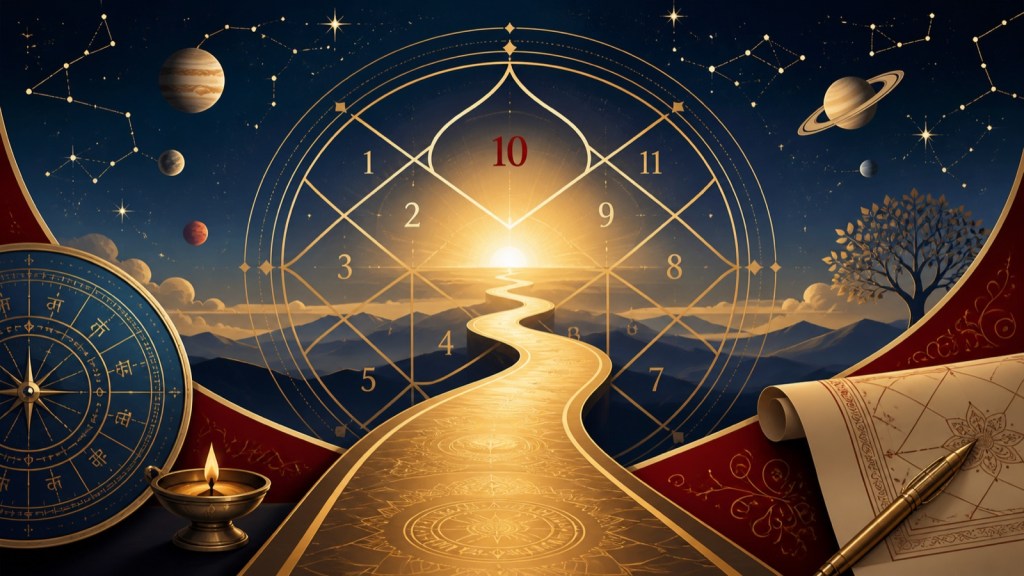 Career astrology job timing and kundli guidance with golden path through a birth chart in Ishan Corner style