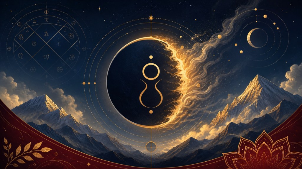 Ketu in Vedic astrology detachment and past life karma with kundli watermark in navy and gold