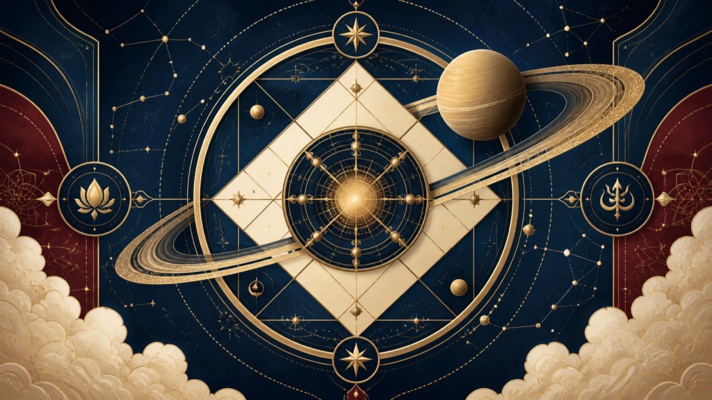 Current Mahadasha calculator and dasha timing in Vedic astrology with Saturn time wheel and kundli chart